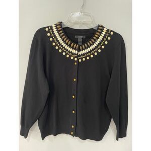 Alfani Vintage Beaded Cardigan Sweater Color Black Size Large